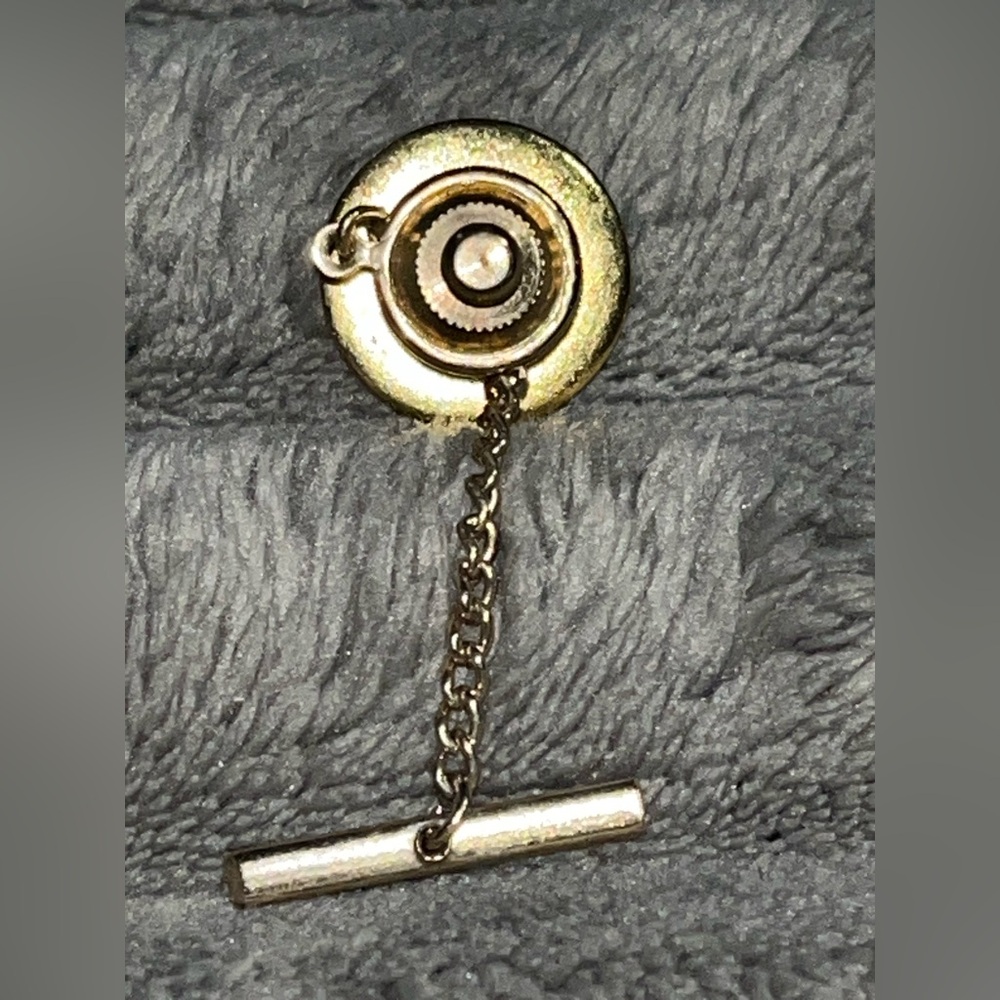 SWANK Vintage 50’s Initial “C” Cuff Links & Tie Tack set gold tone - Picture 3 of 10
